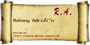 Rohony Adrián névjegykártya